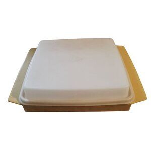 Vintage Tupperware Deviled Egg Keeper Carrier Tray Container Almond Tan #723-3